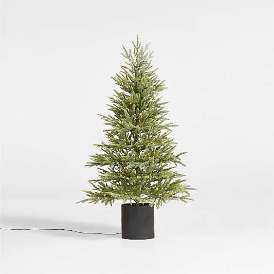 Potted Faux Norway Spruce Pre-Lit LED Tree with White Lights 5'
