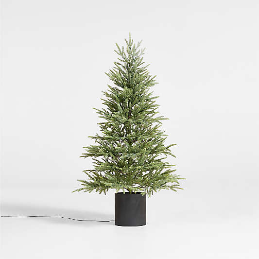 Potted Faux Norway Spruce Pre-Lit LED Tree with White Lights 5'