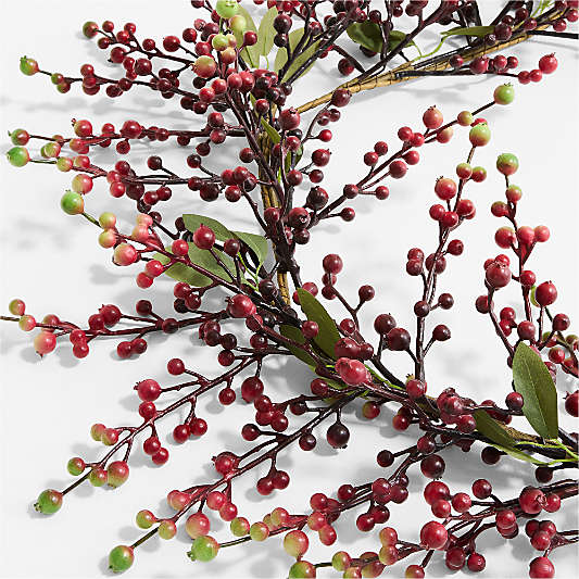 Faux Red Berry with Leaves Garland 6'