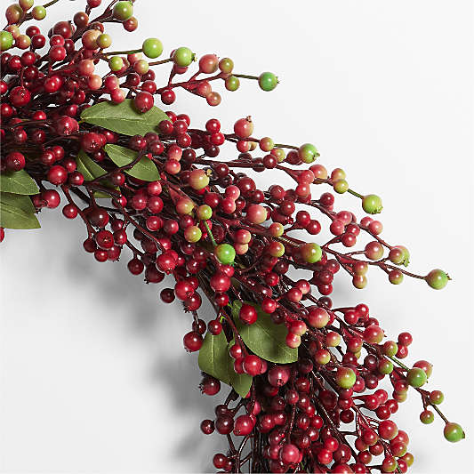 Faux Red Berry with Leaves Wreath 28"