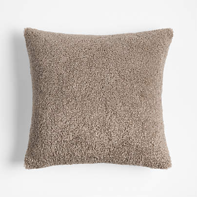 Faux Shearling 20"x20" Clay Taupe Throw Pillow Cover