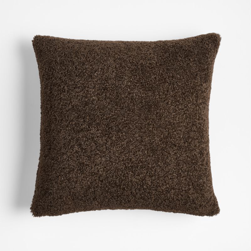 Faux Shearling 20"x20" Deep Brown Throw Pillow with Down-Alternative Insert - image 0 of 8