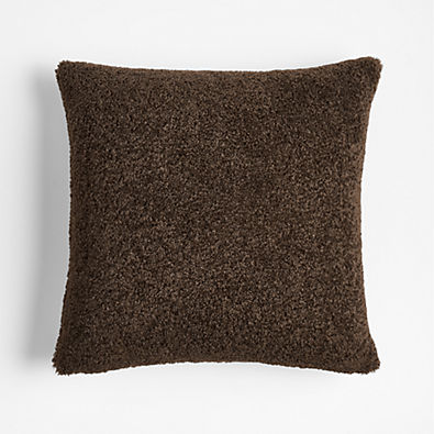 View Faux Shearling 20x20 Deep Brown Throw Pillow Cover details