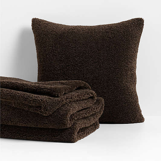 Faux Shearling 70"x55" Deep Brown Throw Blanket