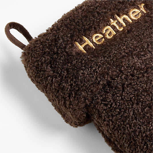 Deep Brown Faux Shearling Christmas Stocking