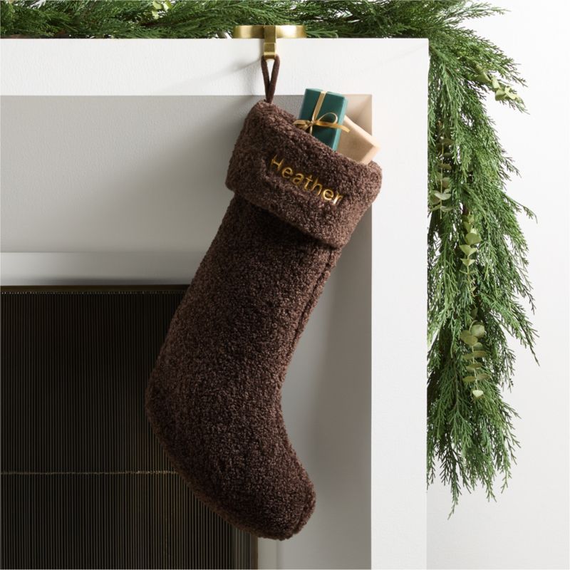 Deep Brown Faux Shearling Christmas Stocking - image 0 of 6