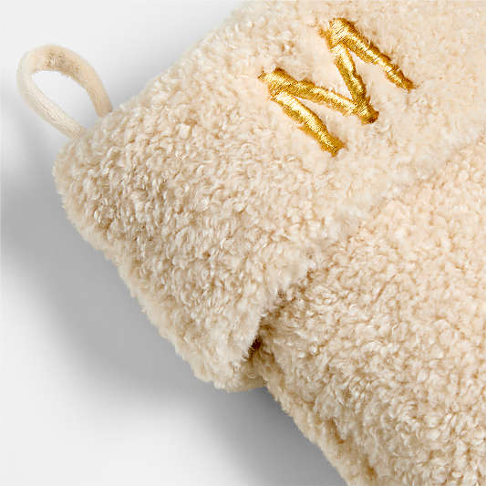 Travertine Beige Faux Shearling Christmas Stocking