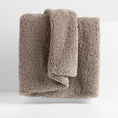 View Faux Shearling 70"x55" Clay Taupe Throw Blanket details