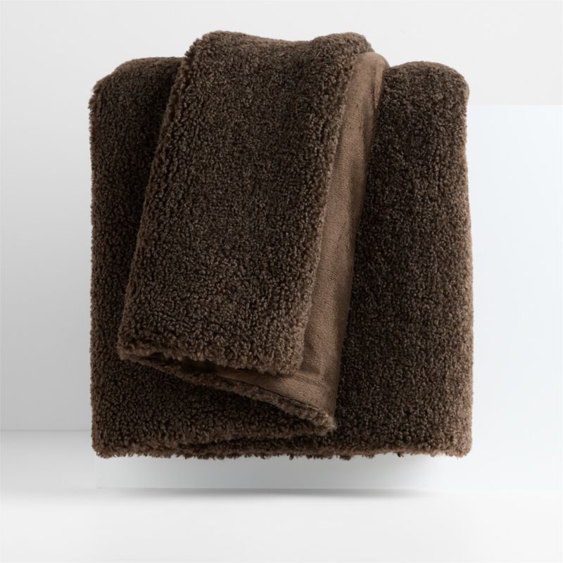 Viewing product image Faux Shearling 70"x55" Deep Brown Throw Blanket - image 1 of 6