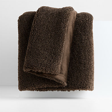 View Faux Shearling 70"x55" Deep Brown Throw Blanket details