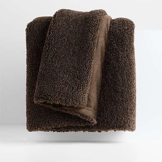 Faux Shearling 70"x55" Deep Brown Throw Blanket