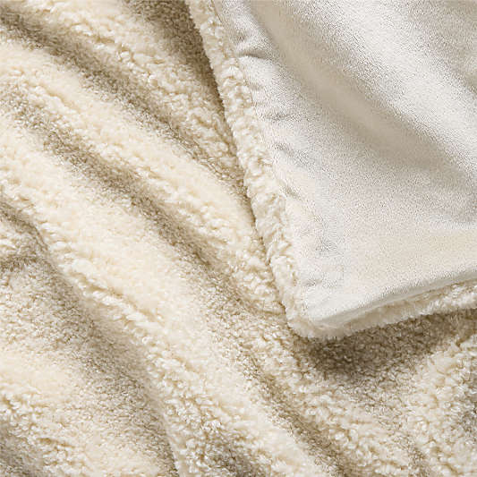 Faux Shearling 70"x55" Travertine Beige Throw Blanket