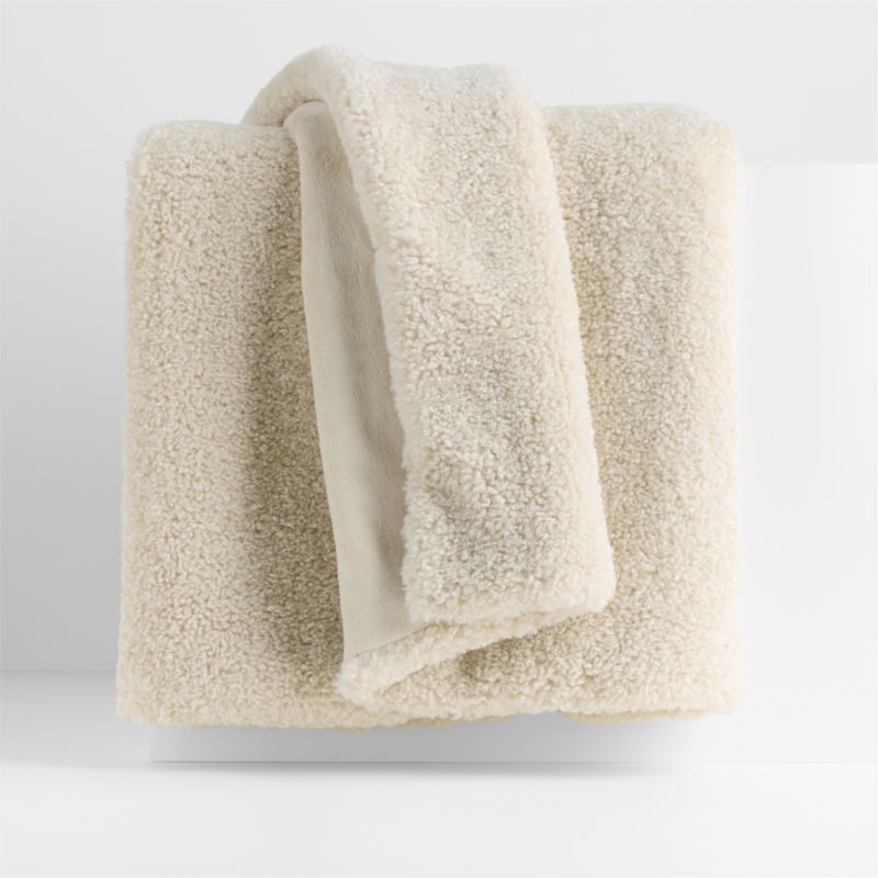 Viewing product image Faux Shearling 70"x55" Travertine Beige Throw Blanket - image 1 of 7