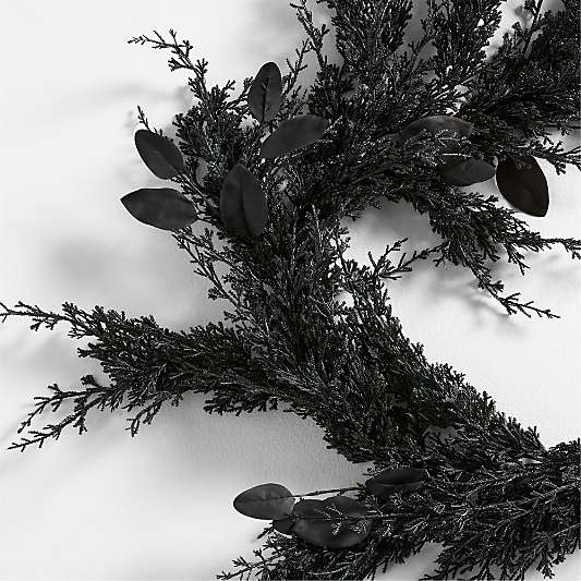 Faux Spooky Black Botanical Garland 6'