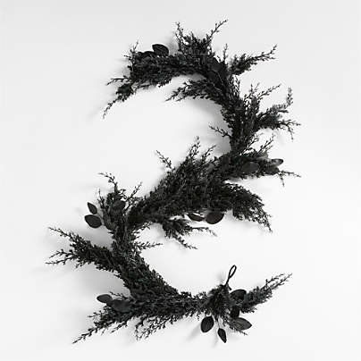 Faux Spooky Black Botanical Garland 6'