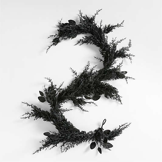 Faux Spooky Black Botanical Garland 6'