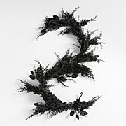 Faux Spooky Black Botanical Garland 6'