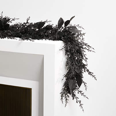 Faux Spooky Black Botanical Garland 6'