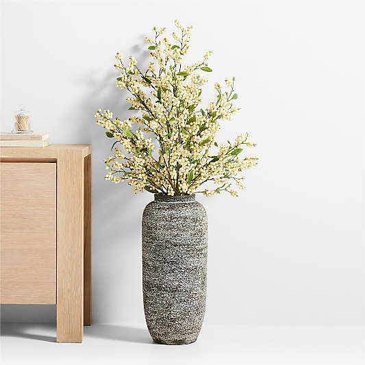 Faux White Berry Stem with Leaves 60"