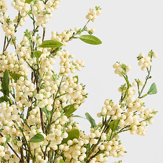 Faux White Berry Stem with Leaves 60"