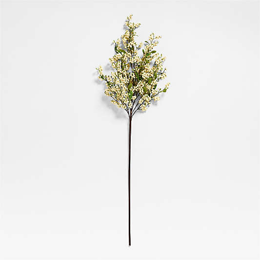 Faux White Berry Stem with Leaves 60"