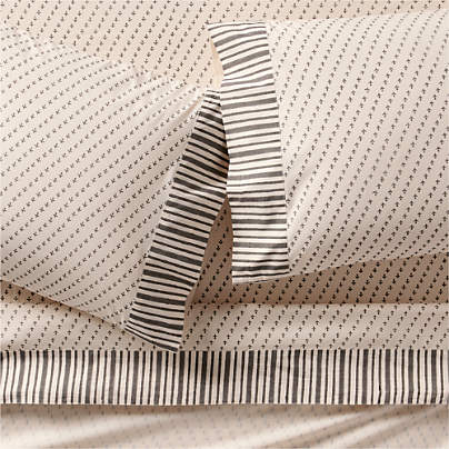 Favorite Washed Organic Cotton Block Print Queen Bed Sheet Set