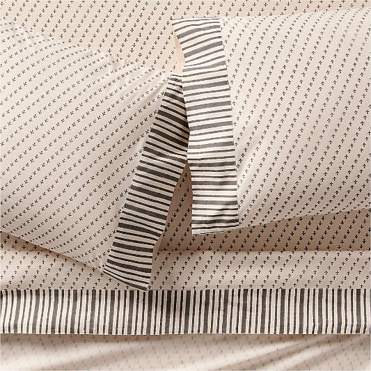 Favorite Washed Organic Cotton Block Print Full Bed Sheet Set