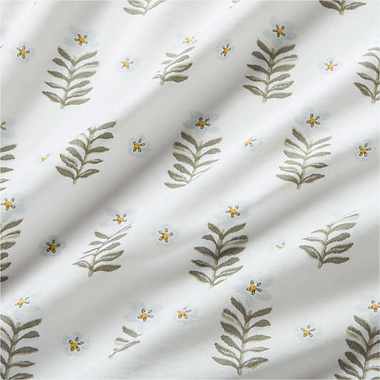 Favorite Washed Organic Cotton Floral Stem Queen Bed Sheet Set