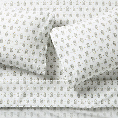 View Favorite Washed Organic Cotton Floral Stem Queen Bed Sheet Set details