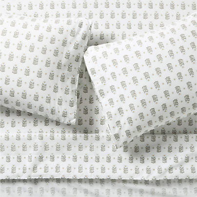 Favorite Washed Organic Cotton Floral Stem Full Bed Sheet Set