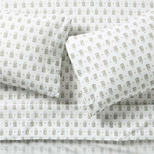 Favorite Washed Organic Cotton Floral Stem Bed Sheet Set