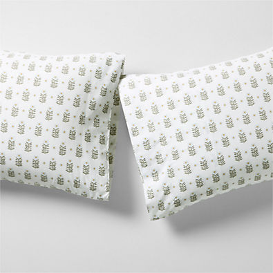 View Favorite Washed Organic Cotton Floral Stem Standard Pillowcases, Set of 2 details
