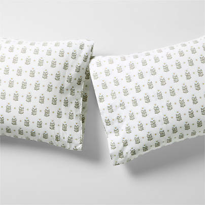 Favorite Washed Organic Cotton Floral Stem Standard Pillowcases, Set of 2