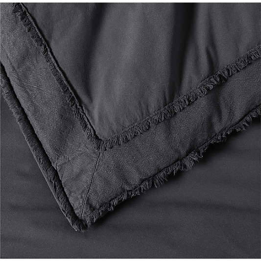 Favorite Washed Organic Cotton Midnight Navy Blue Eyelash King Duvet Cover