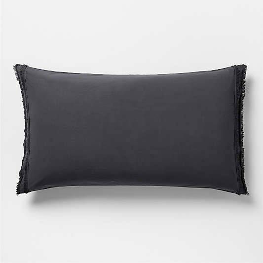 Favorite Washed Organic Cotton Midnight Navy Blue Eyelash King Bed Pillow Sham