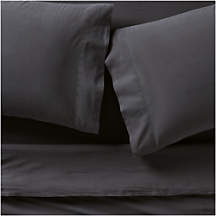Favorite Washed Organic Cotton Midnight Navy Blue King Bed Sheet Set | Crate & Barrel
