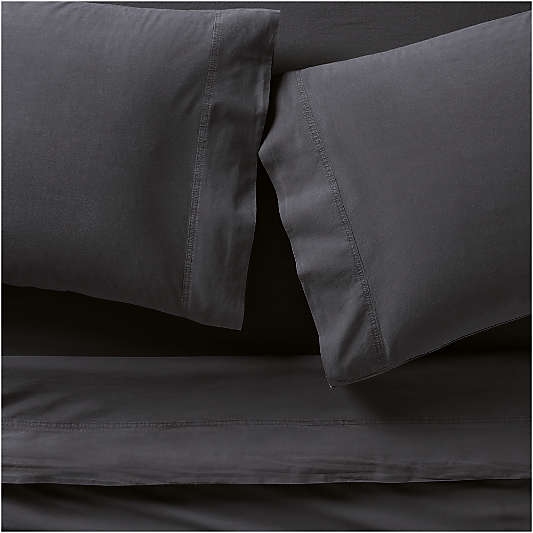Favorite Washed Organic Cotton Midnight Navy Blue Full Bed Sheet Set