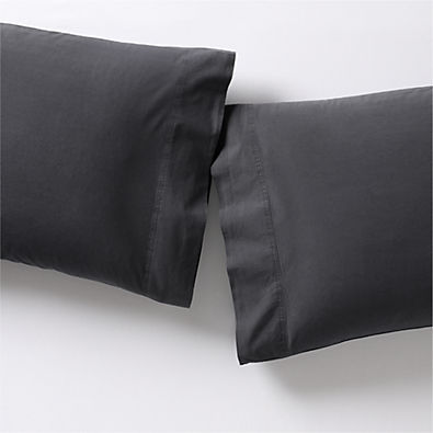 View Favorite Washed Organic Cotton Midnight Navy Blue Standard Pillowcases, Set of 2 details