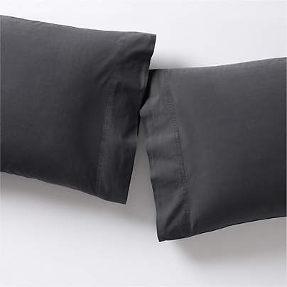 Favorite Washed Organic Cotton Midnight Navy Blue Standard Pillowcases, Set of 2