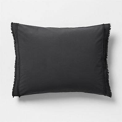 View Favorite Washed Organic Cotton Midnight Navy Blue Eyelash Standard Bed Pillow Sham details