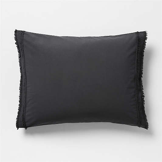 Favorite Washed Organic Cotton Midnight Navy Blue Eyelash Standard Bed Pillow Sham