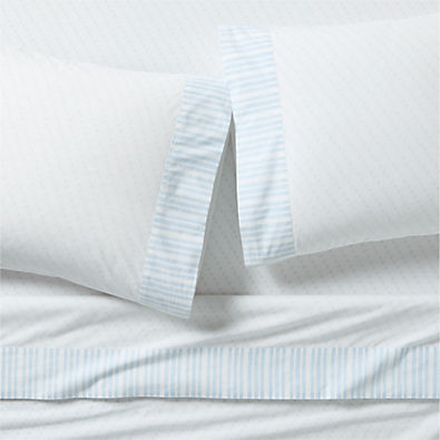 View Favorite Washed Organic Cotton  Pale Blue Block Print King Bed Sheet Set details