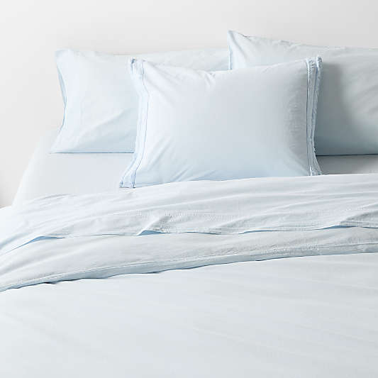 Favorite Washed Organic Cotton Pale Blue Eyelash Duvet Cover