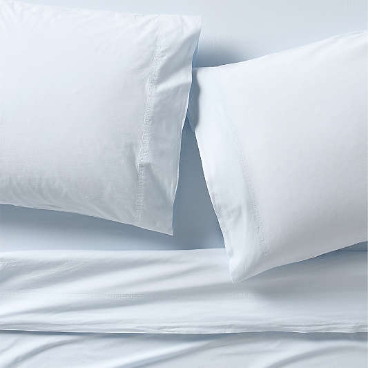 Favorite Washed Organic Cotton Pale Blue Sheet Set