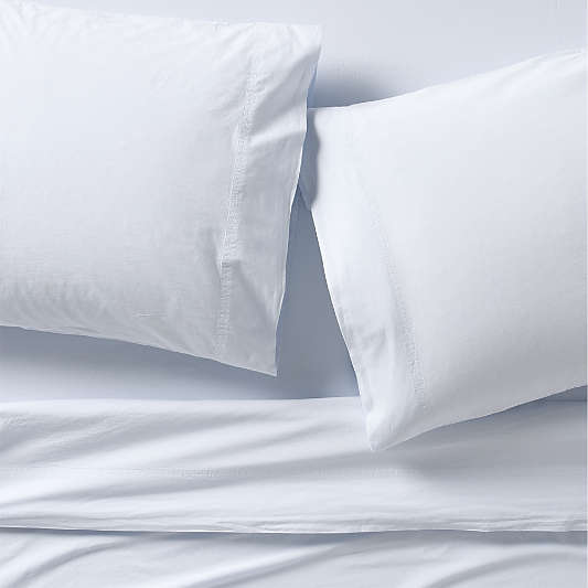 Favorite Washed Organic Cotton Pale Blue King Bed Sheet Set