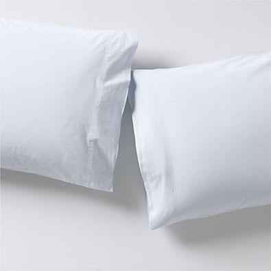 View Favorite Washed Organic Cotton Pale Blue Standard Pillowcases, Set of 2 details