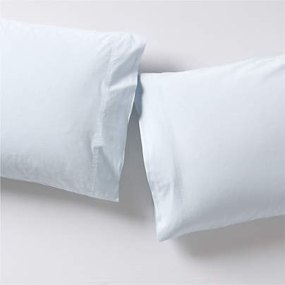 Favorite Washed Organic Cotton Pale Blue King Pillowcases Set of 2