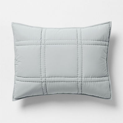 View Favorite Washed Organic Cotton Percale Mist Blue Standard Comforter Bed Pillow Sham details