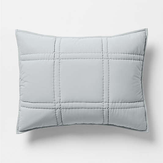 Favorite Washed Organic Cotton Percale Mist Blue Bed Pillow Sham