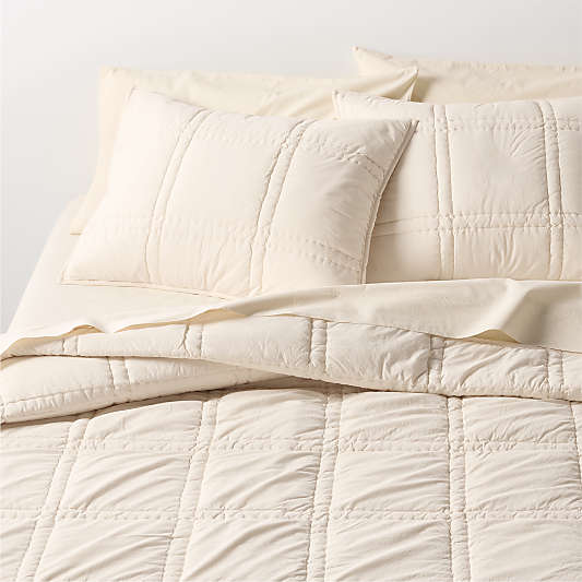 Favorite Washed Organic Cotton Percale Undyed King Comforter Bed Pillow Sham